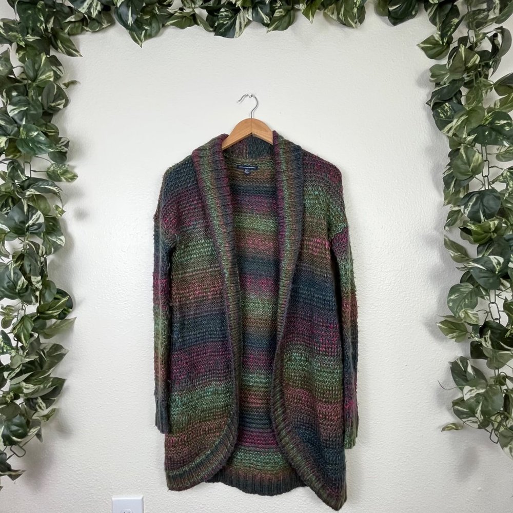 American Eagle Mid Length Knit Cardigan Multi Color Women’s Size XS